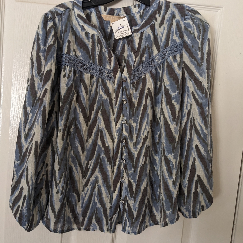 Hopes Harbor Blue and Brown Women's Blouse